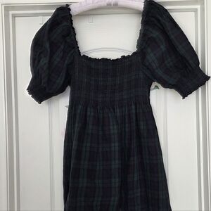 Hill House Dark Green And Blue Plaid Midi Dress Nap Dress XXL